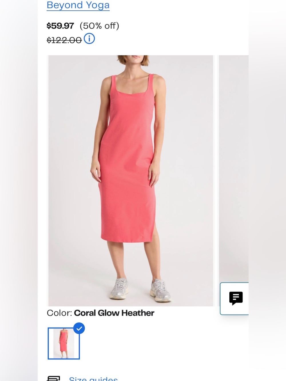 Beyond Yoga Coral Glow Heather Tank Midi Dress